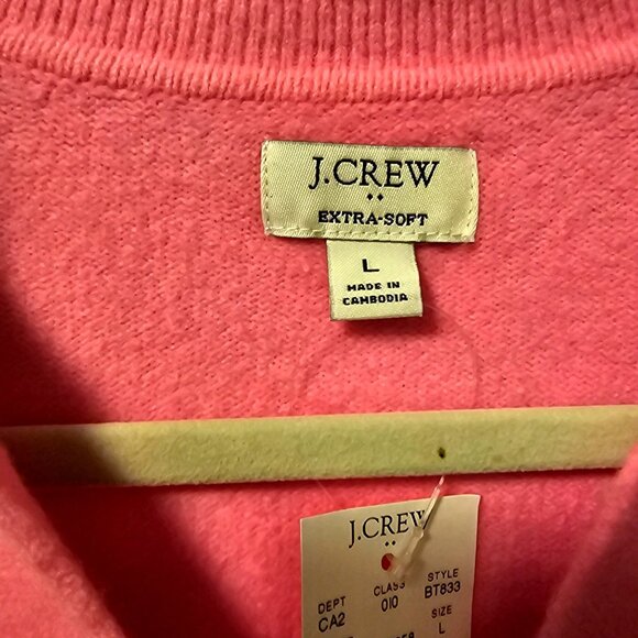 J.Crew Pink V-Neck Sweater L Extra-Soft Wool Blend Long Sleeve - Picture 5 of 11